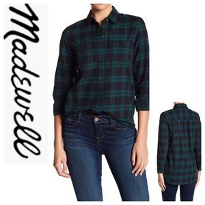 Madewell Ex-Boyfriend Dark Plaid Button Up Shirt